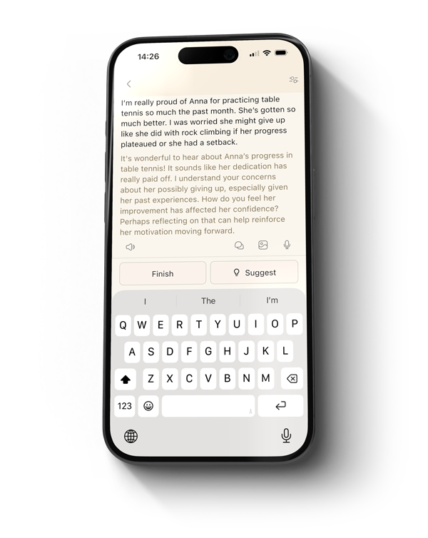 Writing an entry in Journoo with an Explore prompt